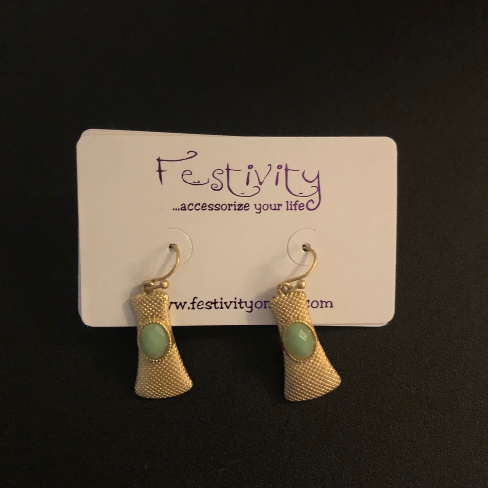 Mint green and gold earrings